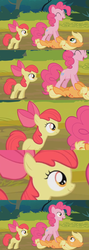 Size: 1280x3600 | Tagged: safe, edit, screencap, apple bloom, applejack, pinkie pie, g4, pinkie apple pie, facebomb, tenso