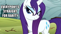 Size: 1280x720 | Tagged: safe, rarity, g4, everypony's straight for rarity, female, image macro, solo