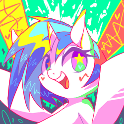 Size: 333x333 | Tagged: safe, artist:30clock, dj pon-3, vinyl scratch, g4, female, pixiv, solo