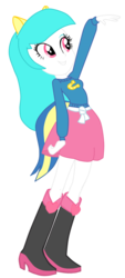 Size: 601x1330 | Tagged: safe, artist:alejamoreno-brony, artist:cottonheart05, oc, oc only, oc:cotton heart, equestria girls, g4, boots, clothes, equestria girls oc, equestria girls-ified, fake tail, helping twilight win the crown, high heel boots, legs, simple background, skirt, solo, transparent background, wondercolts, wondercolts uniform