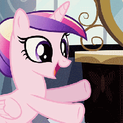 Size: 399x399 | Tagged: safe, screencap, princess cadance, twilight sparkle, pony, a canterlot wedding, g4, animated, cropped, cute, cutedance, duo, eyes closed, female, filly, filly twilight sparkle, grin, happy, hug, smiling, teen princess cadance, twiabetes, younger
