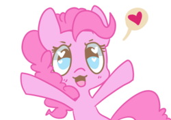 Size: 695x489 | Tagged: safe, artist:pegacornss, pinkie pie, earth pony, pony, g4, cute, diapinkes, female, heart, mare, open mouth, pictogram, simple background, solo, speech bubble, transparent background