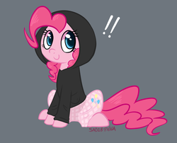 Size: 1017x821 | Tagged: safe, artist:saber-panda, pinkie pie, g4, clothes, female, hoodie, solo