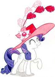 Size: 1911x2669 | Tagged: safe, artist:muffin mane, rarity, g4, sweet and elite, colored, female, giant hat, hat, solo, traditional art