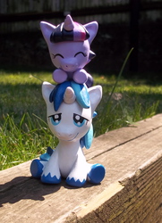 Size: 2059x2850 | Tagged: safe, artist:cadmiumcrab, shining armor, twilight sparkle, g4, filly, sculpture, younger