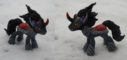 Size: 2000x949 | Tagged: safe, artist:dragonataxia, king sombra, g4, male, sculpture, snow, solo