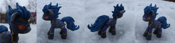 Size: 1769x439 | Tagged: safe, artist:dragonataxia, goggles, sculpture, shadowbolts, snow, solo
