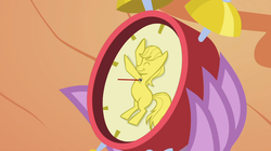Size: 1054x592 | Tagged: safe, screencap, g4, owl's well that ends well, alarm clock, clock, solo, spike's claw