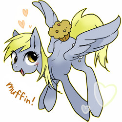 Size: 564x564 | Tagged: safe, artist:pasikon, derpy hooves, pegasus, pony, g4, female, food, muffin, solo