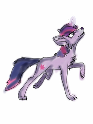 Size: 768x1024 | Tagged: safe, artist:disasterologyx, twilight sparkle, wolf, g4, female, solo, species swap, twiwolf, wolfified