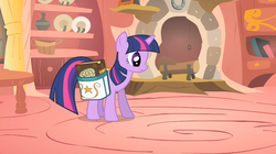 Size: 1054x592 | Tagged: safe, screencap, twilight sparkle, pony, unicorn, g4, owl's well that ends well, season 1, bag, female, mare, saddle bag, solo, unicorn twilight