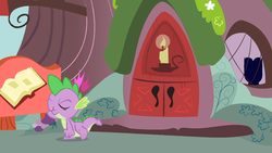 Size: 1053x592 | Tagged: safe, screencap, spike, dragon, g4, my little pony: friendship is magic, owl's well that ends well, male, solo