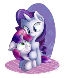 Size: 1200x1466 | Tagged: safe, artist:bobdude0, rarity, sweetie belle, g4, cute, looking at each other, sisters