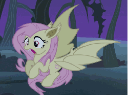 Size: 480x360 | Tagged: safe, fluttershy, bat pony, pony, bats!, g4, animated, castlevania, castlevania: rondo of blood, female, flutterbat, male, race swap, richter belmont, this will end in death
