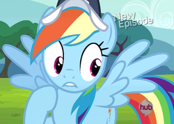 Size: 490x348 | Tagged: safe, screencap, rainbow dash, pony, flight to the finish, g4, coach rainbow dash, female, hub logo, solo