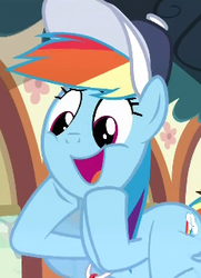 Size: 232x320 | Tagged: safe, screencap, rainbow dash, pony, flight to the finish, g4, animation error, coach rainbow dash, female, solo