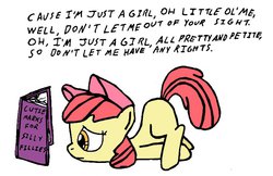 Size: 764x494 | Tagged: safe, artist:closer-to-the-sun, apple bloom, g4, female, guide, lyrics, no doubt, solo