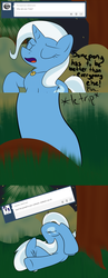 Size: 800x2055 | Tagged: safe, artist:shiverbear, trixie, pony, unicorn, g4, ask, ask-confused-trixie, comic, female, forest, mare, misleading thumbnail, solo, tripsie, tumblr