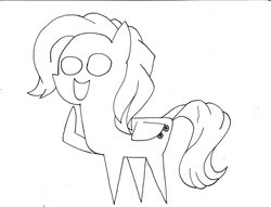 Size: 1024x781 | Tagged: safe, artist:mizuki12341, oc, oc only, oc:peppermint pattie, lineart, monochrome, pointy ponies, solo