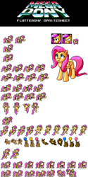 Size: 290x580 | Tagged: safe, artist:khaomortadios, fluttershy, g4, crossover, kindmare, mega man (series), megapony, pixel art, sprite, video game