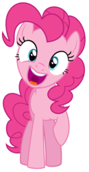 Size: 4000x7665 | Tagged: safe, artist:masem, pinkie pie, earth pony, pony, g4, pinkie apple pie, .svg available, absurd resolution, cute, diapinkes, female, head tilt, hey cousin, looking at you, open mouth, raised hoof, simple background, smiling, solo, transparent background, vector