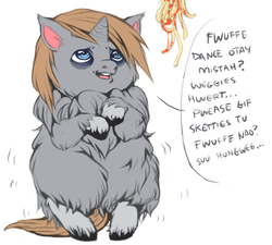 Size: 500x450 | Tagged: safe, artist:fwufee, fluffy pony, begging, dancing, solo, spaghetti