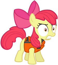 Size: 2100x2338 | Tagged: safe, artist:cloudy glow, apple bloom, g4, pinkie apple pie, angry, female, lifejacket, simple background, solo, transparent background, vector