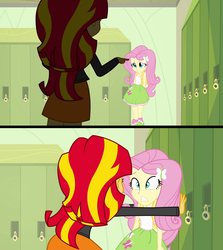 Size: 1152x1290 | Tagged: safe, screencap, fluttershy, sunset shimmer, equestria girls, g4, female