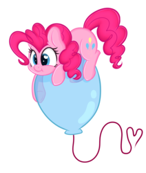Size: 1057x1246 | Tagged: safe, artist:shyshyoctavia, pinkie pie, g4, balloon, balloon riding, cute, female, heart, riding, solo, that pony sure does love balloons, then watch her balloons lift her up to the sky