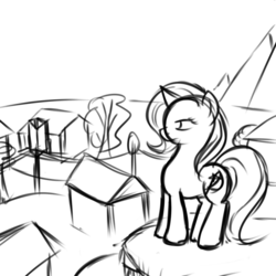 Size: 1000x1000 | Tagged: safe, artist:theparagon, trixie, pony, unicorn, g4, female, mare, monochrome, solo, wip