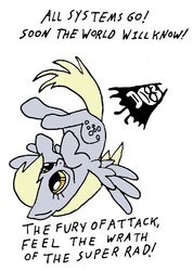 Size: 483x678 | Tagged: safe, artist:closer-to-the-sun, derpy hooves, pegasus, pony, g4, aquabats, female, lyrics, mare, solo