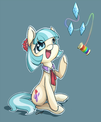 Size: 850x1026 | Tagged: safe, artist:grasspainter, coco pommel, earth pony, pony, g4, rarity takes manehattan, cutie mark, female, rainbow thread, solo