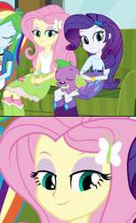 Size: 656x1073 | Tagged: safe, screencap, fluttershy, rarity, spike, dog, equestria girls, g4, cropped, lidded eyes, soon, spike the dog