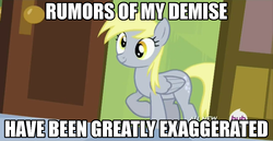 Size: 1280x663 | Tagged: safe, derpy hooves, pegasus, pony, g4, rainbow falls, caption, female, mare, mark twain, meme, solo, the grey one's glorious return