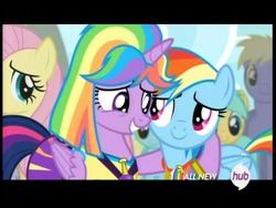 Size: 720x540 | Tagged: safe, screencap, fluttershy, rainbow dash, twilight sparkle, alicorn, pegasus, pony, g4, rainbow falls, season 4, cheerleader sparkle, female, male, mare, skirt, twilight sparkle (alicorn)