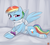 Size: 1100x1000 | Tagged: safe, artist:norang94, rainbow dash, g4, rainbow falls, bandage, cast, feignbow dash, female, neck brace, pretending, solo, that was fast