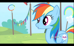 Size: 1680x1050 | Tagged: safe, screencap, rainbow dash, g4, rainbow falls, female, hub logo, solo