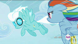 Size: 1920x1080 | Tagged: safe, screencap, fleetfoot, rainbow dash, g4, rainbow falls, butt, cutie mark, flying, horseshoes, plot