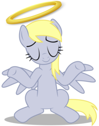 Size: 940x1200 | Tagged: safe, derpy hooves, pegasus, pony, g4, my little pony: friendship is magic, rainbow falls, female, halo, mare, solo