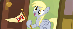 Size: 1000x409 | Tagged: safe, derpy hooves, pegasus, pony, g4, my little pony: friendship is magic, rainbow falls, season 4, derpy's flag, dragon ball, dragon ball z, exploitable, exploitable meme, female, mare, meme, red ribbon army, solo, the grey one's glorious return