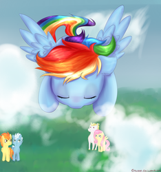 Size: 1024x1092 | Tagged: safe, artist:chiweee, bulk biceps, fleetfoot, fluttershy, rainbow dash, spitfire, g4, rainbow falls