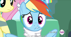 Size: 1152x609 | Tagged: safe, screencap, fluttershy, rainbow dash, g4, rainbow falls, meme, youtube caption