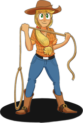 Size: 614x907 | Tagged: safe, artist:doorooz, applejack, human, g4, clothes, female, humanized, jeans, lasso, light skin, solo