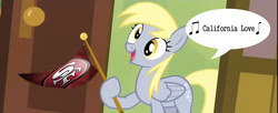 Size: 800x327 | Tagged: safe, derpy hooves, pegasus, pony, g4, my little pony: friendship is magic, rainbow falls, 49ers, derpy's flag, exploitable, exploitable meme, female, mare, meme, nfl, san francisco 49ers, solo