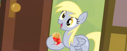 Size: 1043x425 | Tagged: safe, derpy hooves, pegasus, pony, g4, my little pony: friendship is magic, rainbow falls, derpy's flag, exploitable meme, female, food, french fries, mare, mcdonald's, meme, product placement, solo