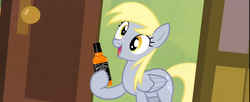 Size: 1920x781 | Tagged: safe, derpy hooves, pegasus, pony, g4, my little pony: friendship is magic, rainbow falls, alcohol, applejack daniel's, derpy's flag, epic pie time, exploitable, exploitable meme, female, mare, meme, solo, whiskey