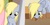 Size: 300x150 | Tagged: safe, screencap, derpy hooves, pegasus, pony, g4, rainbow falls, the last roundup, comparison, female, looking down, mare, snout