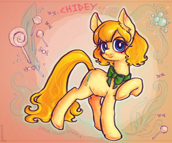 Size: 840x700 | Tagged: safe, artist:mirululu, oc, oc only, oc:chidey, earth pony, pony, bow, female, mare, solo