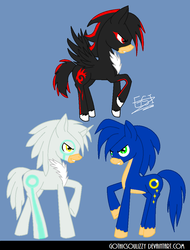 Size: 844x1110 | Tagged: safe, artist:gothicsoulizzy, pony, male, ponified, shadow the hedgehog, silver the hedgehog, sonic the hedgehog, sonic the hedgehog (series)