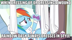 Size: 960x540 | Tagged: safe, edit, edited screencap, screencap, rainbow dash, g4, rainbow falls, caption, female, image macro, magic, rainbow dash always dresses in style, solo